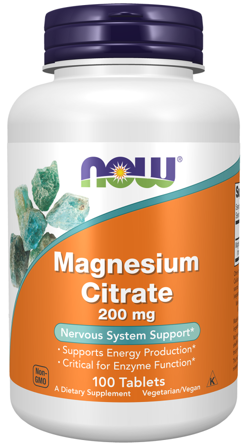 Magnesium Citrate 200 mg 100 Tablets - Now Foods