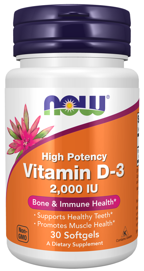 Vitamin D-3 2000 IU - 30 softgels Now Foods / Βιταμίνη D3