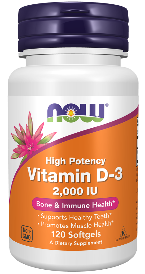 Vitamin D-3 2000 IU - 120 softgels NOW Foods / Βιταμίνη D3