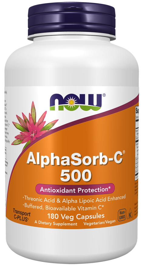 ALPHASORB-C® 500 MG 180 VEG CAPSULES -NOW FOODS