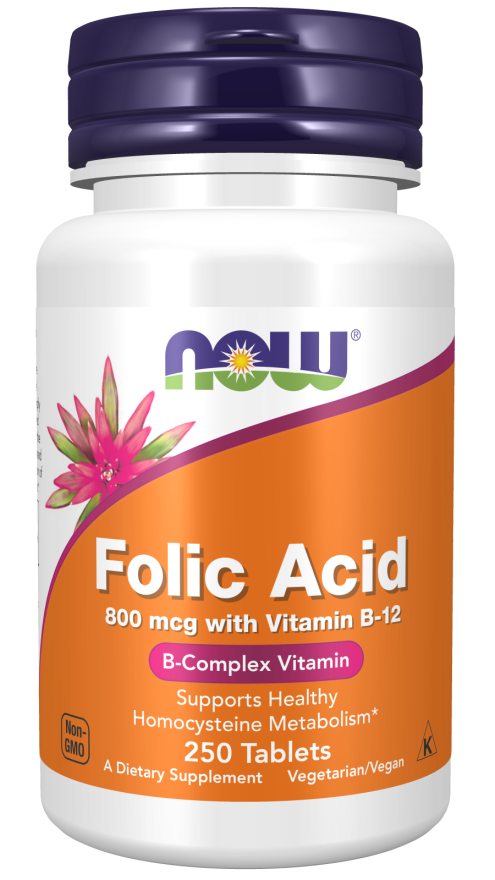 Folic Acid 800mcg with Vitamin B12 250 ταμπλέτες - Now