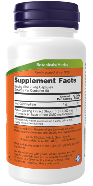 Panax Ginseng Extract 500mg 100 caps - Now Foods