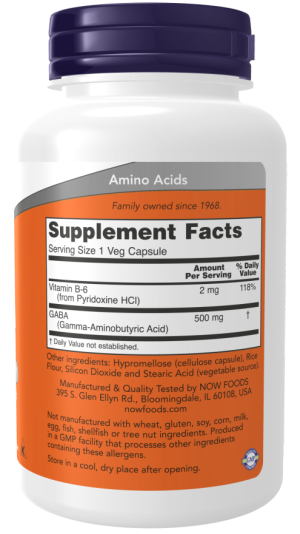 GABA 500mg with Vitamin B6 100 vcaps - Now Foods