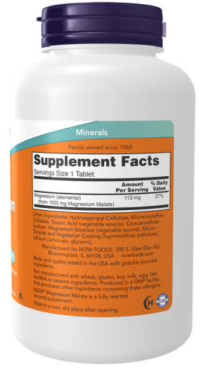Magnesium Malate 1000mg 180 ταμπλέτες-Now Foods