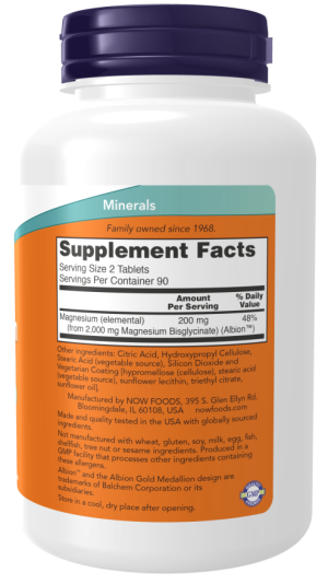 Magnesium Glycinate 180 tabs - Now Foods