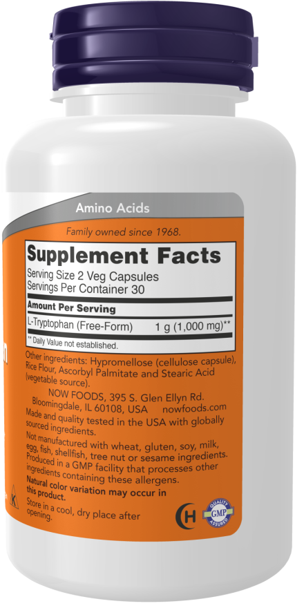 L-Tryptophan 500mg 60 φυτοκάψουλες - Now