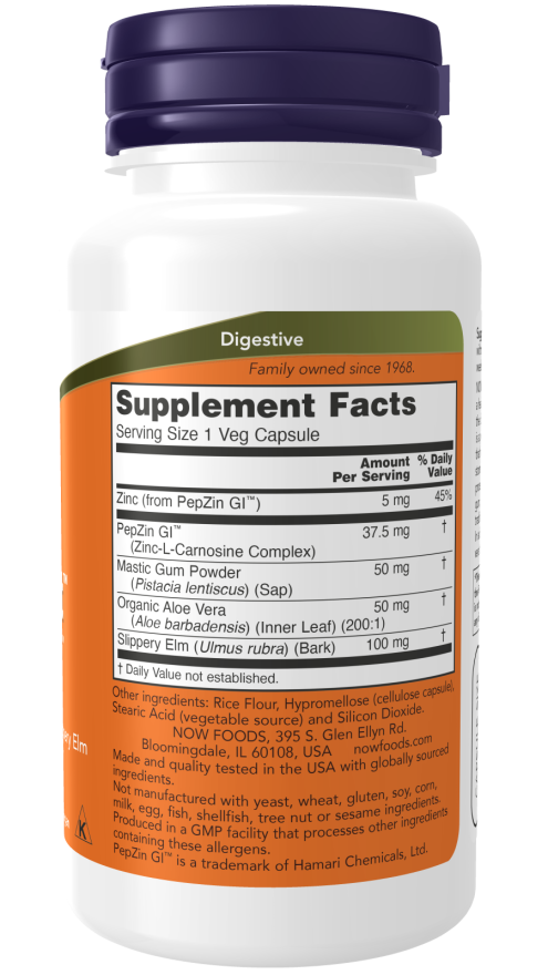 Gastro Comfort With Pepzin Gi 60 vcaps - Now Foods