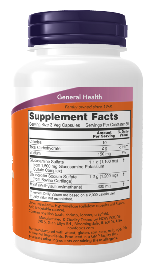 Glucosamine & Chondroitin with MSM 90 Capsules - Now Foods