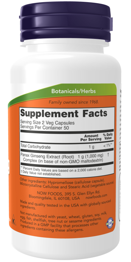 Panax Ginseng Extract 500mg 100 caps - Now Foods