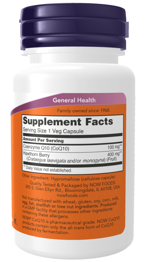 CoQ10 with Hawthorn Berry, 100mg - 30 vcaps - Now Foods