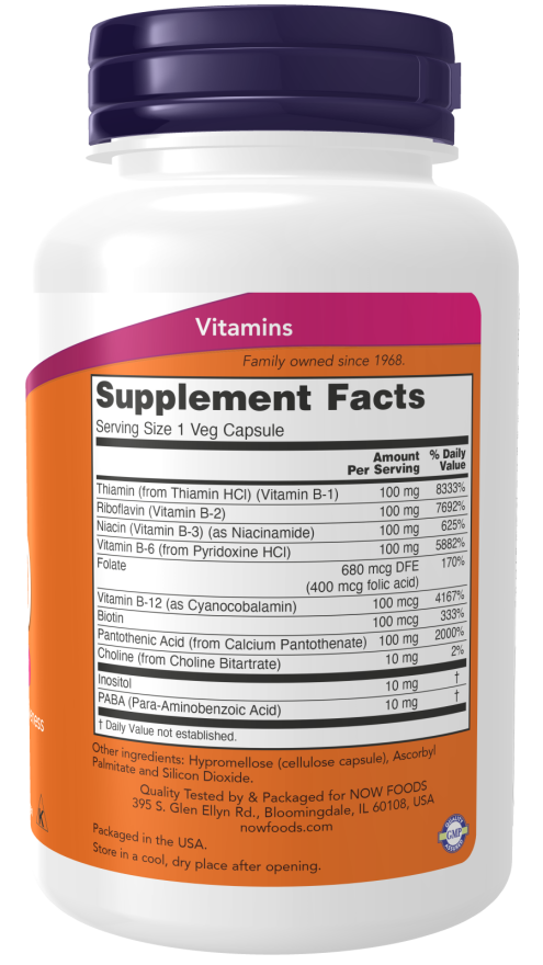 Vitamin B-100, Nervous System Health - 100 vcaps NOW Foods