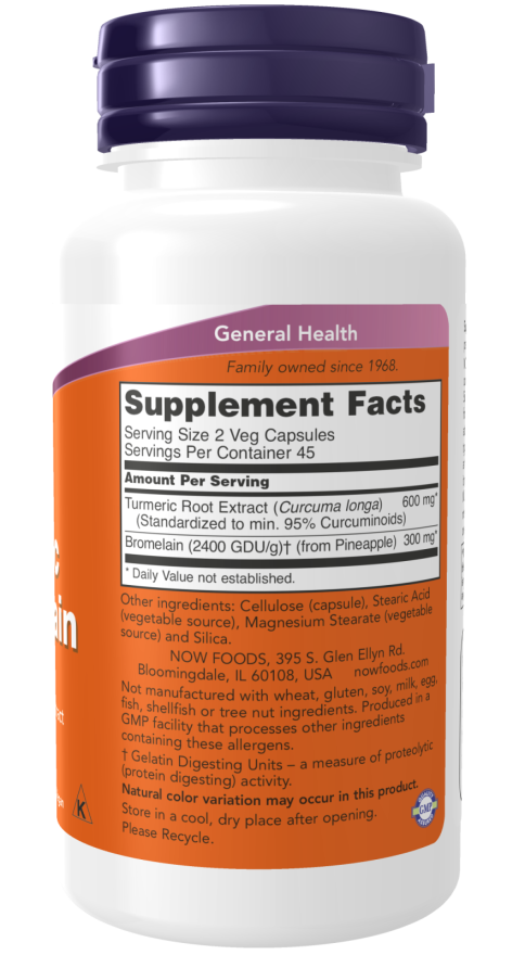 Turmeric Bromelain Joint Health 600mg/300mg 90 φυτικές κάψουλες - Now