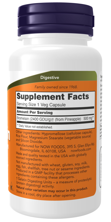 Bromelain 500mg 60 vcaps - Now Foods