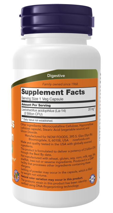 Acidophilus Two Billion - 100 capsules - Now Foods