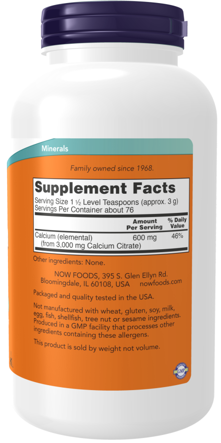 Calcium Citrate Pure Powder 227gr - Now Foods