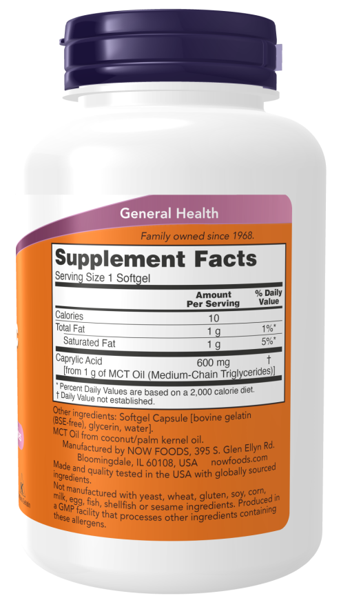 Caprylic Acid 600mg 100 μαλακές κάψουλες - Now