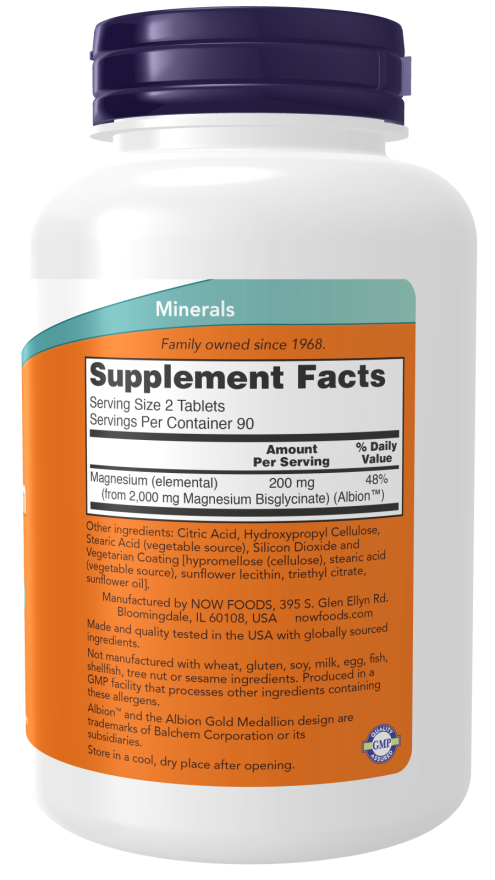 Magnesium Glycinate 180 tabs - Now Foods