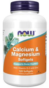 Calcium & Magnesium with Vit D and Zinc 120 softgels - Now / Ασβέστιο - Μαγνήσιο