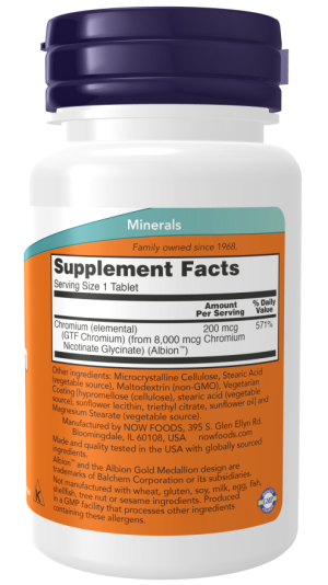 GTF Chromium 200mcg 250 ταμπλέτες - Now