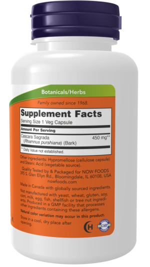 Cascara Sagrada 450mg 100 vcaps - Now Foods