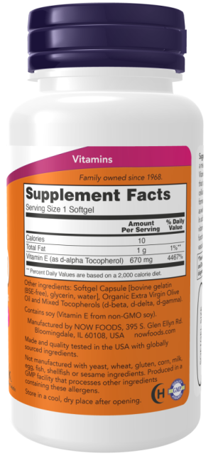Now Foods Natural E-1000 with Mixed Tocopherols 1000iu 50 μαλακές κάψουλες