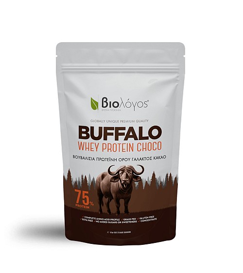Βιολόγος Buffalo Whey Protein 75% Βιολογική Πρωτεΐνη Ορού Γάλακτος με Γεύση Κακάο 500gr