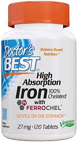 Doctor's Best High Absorption Iron 27mg 120 ταμπλέτες