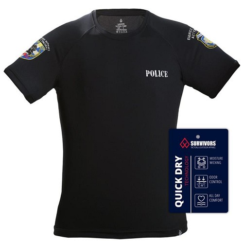 T-Shirt Quick Dry με κέντημα ΔΙΑΣ Μαύρο